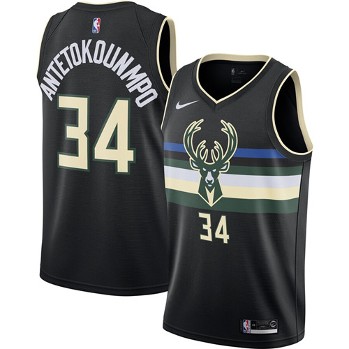 Men's Milwaukee Bucks #34 Giannis Antetokounmpo Black 2019 City Edition NBA Stitched Jersey